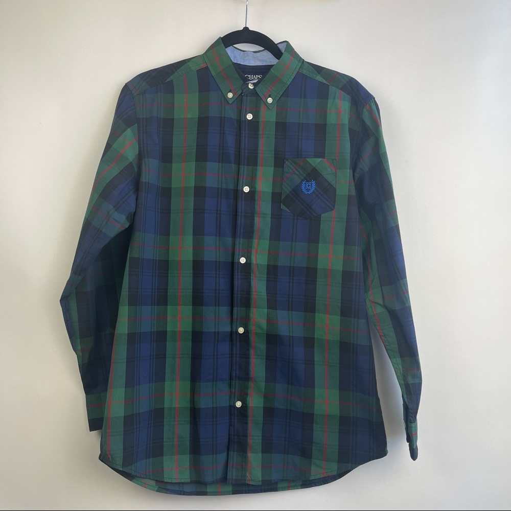 Chaps plaid Button Down Long Sleeve Dress Shirt Size XL 18/20